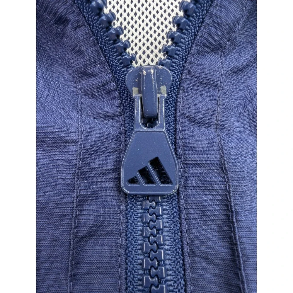 Vintage Adidas Track Jacket XL Navy White 90s 3 Stripe Logo Retro Windbreaker
